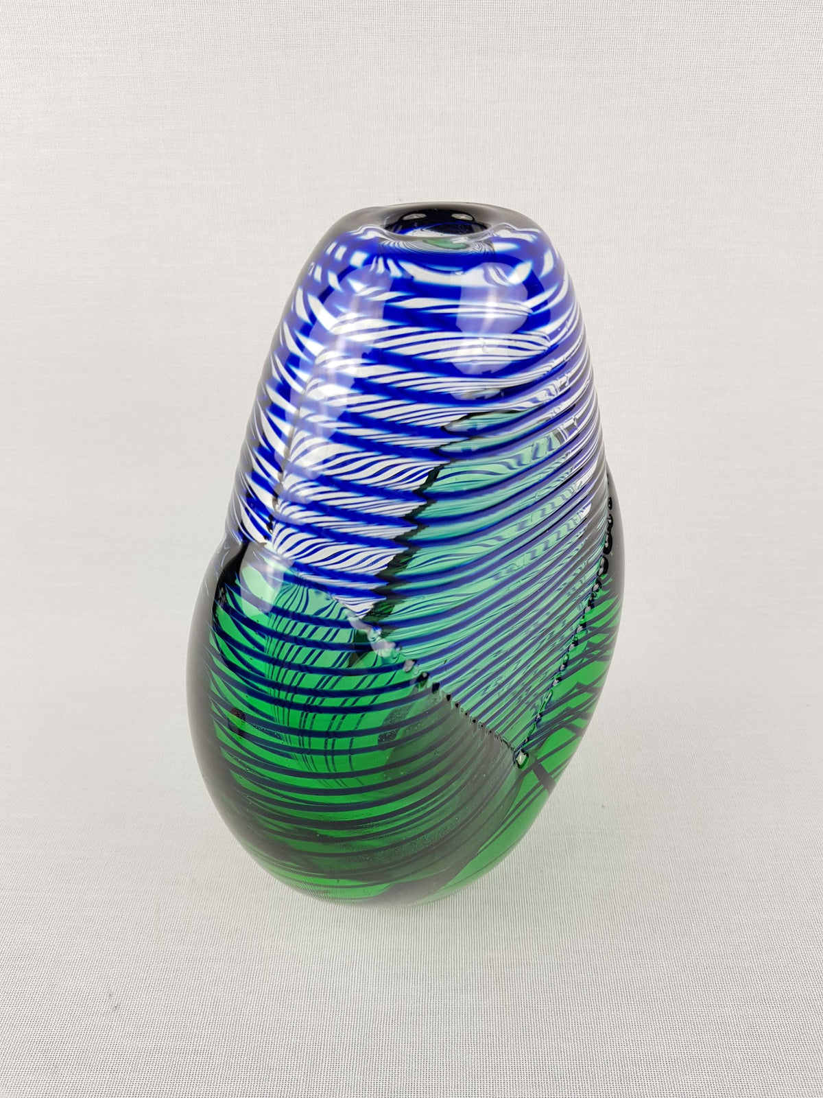 Vintage JAROSLAV SVOBODA Czech Republic Striped Art Glass Vase Studio Vase 1980-1990