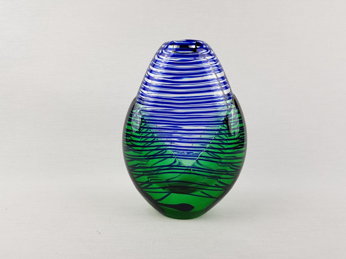 Vintage JAROSLAV SVOBODA Czech Republic Striped Art Glass Vase Studio Vase 1980-1990