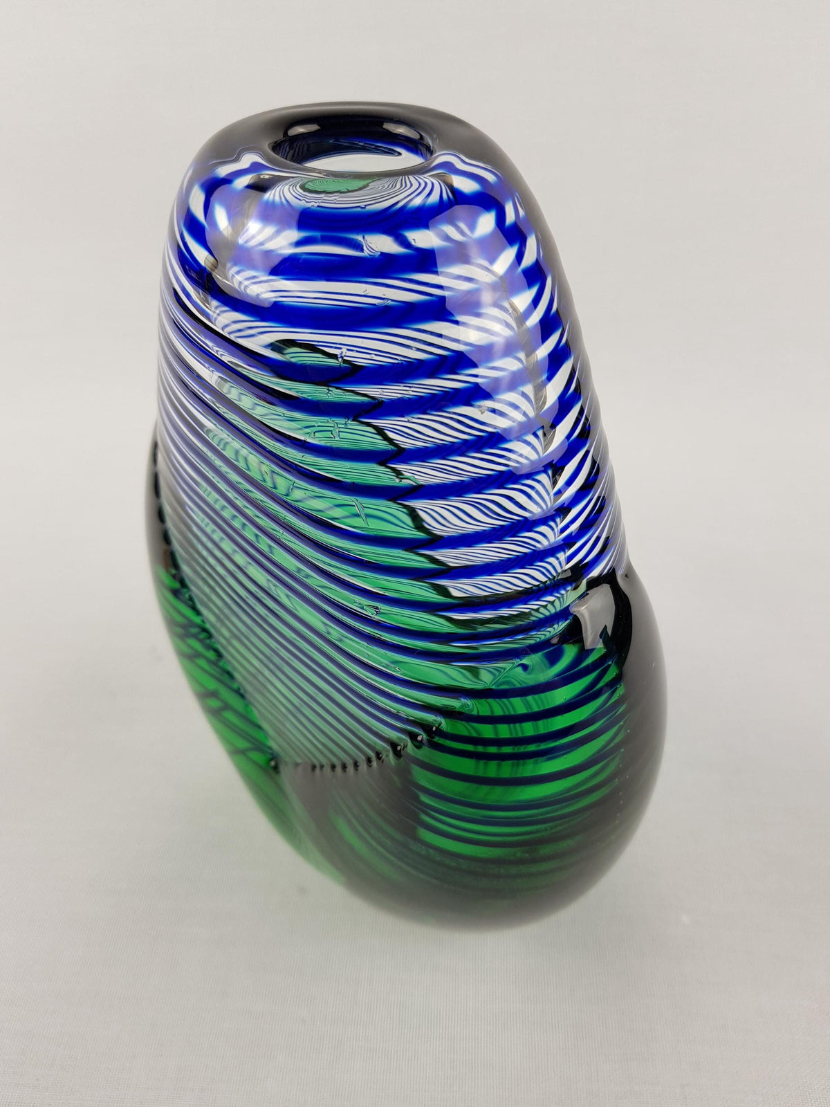 Vintage JAROSLAV SVOBODA Czech Republic Striped Art Glass Vase Studio Vase 1980-1990