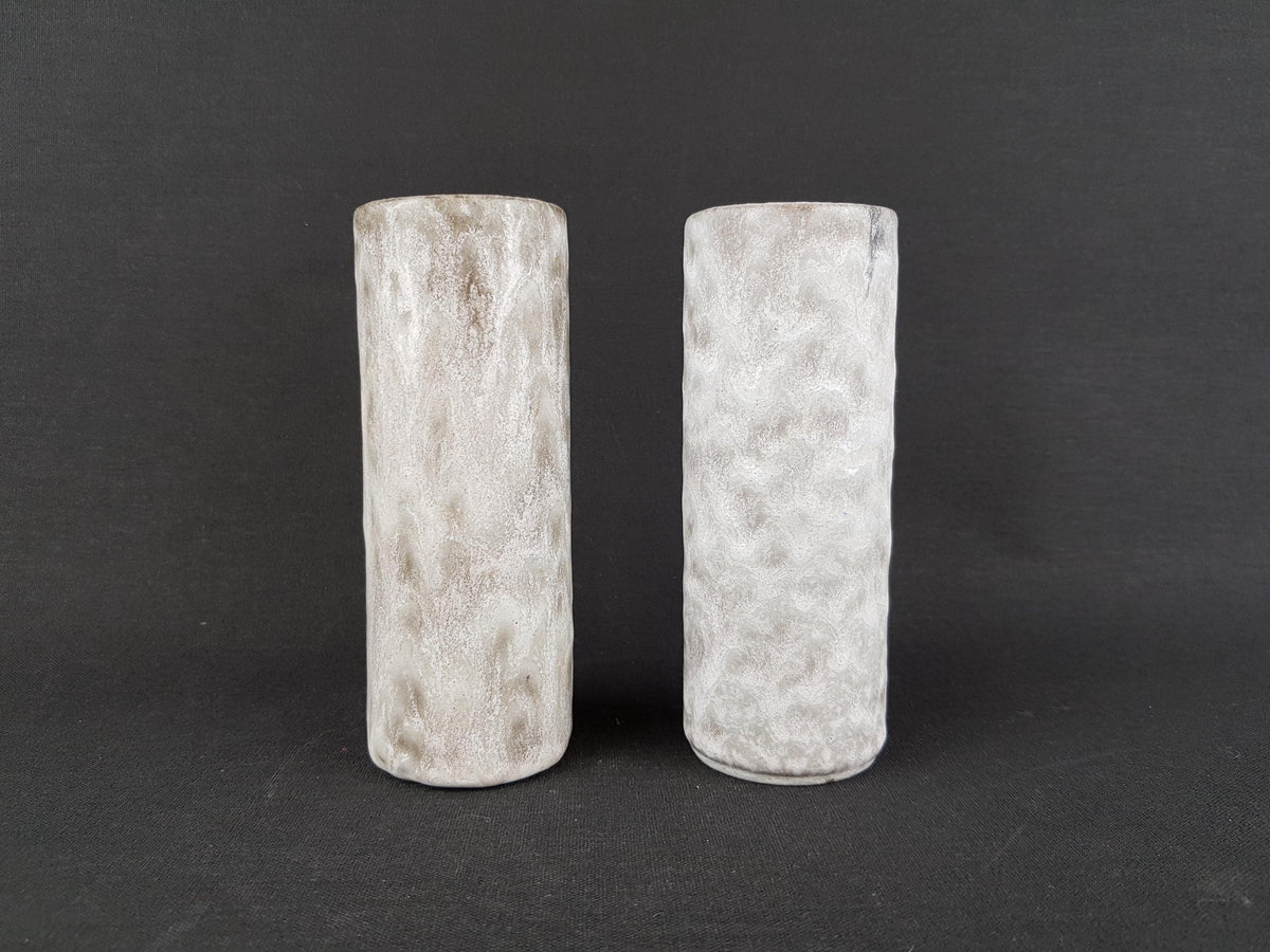Vintage CERAMANO Set of 2 Grey Vases with Arktis Decor 111/1 West German Pottery 1960s Hanns Welling