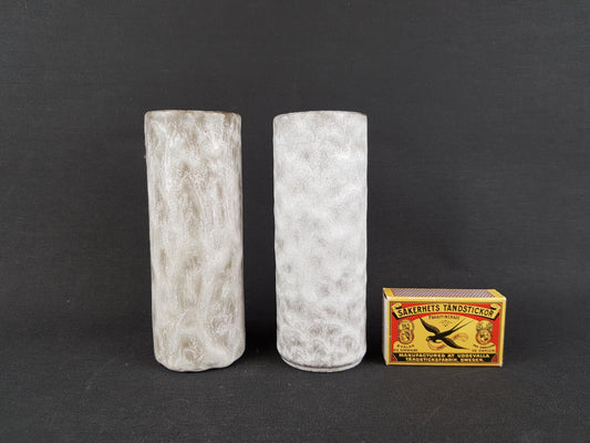 Vintage CERAMANO Set of 2 Grey Vases with Arktis Decor 111/1 West German Pottery 1960s Hanns Welling