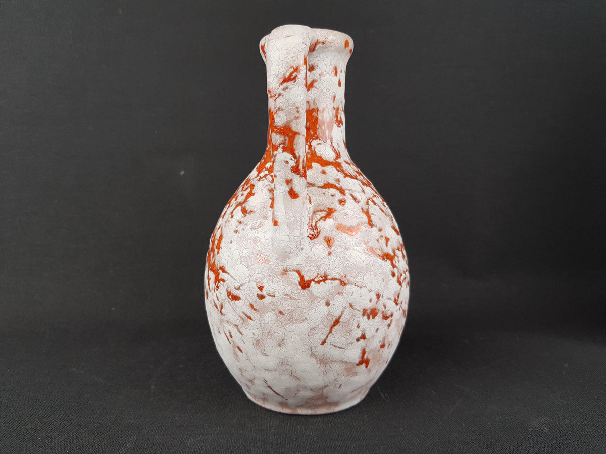 Vintage MAREI KERAMIK Double Handled Orange and White Fat Lava Vase 6308 West German Pottery 1970s
