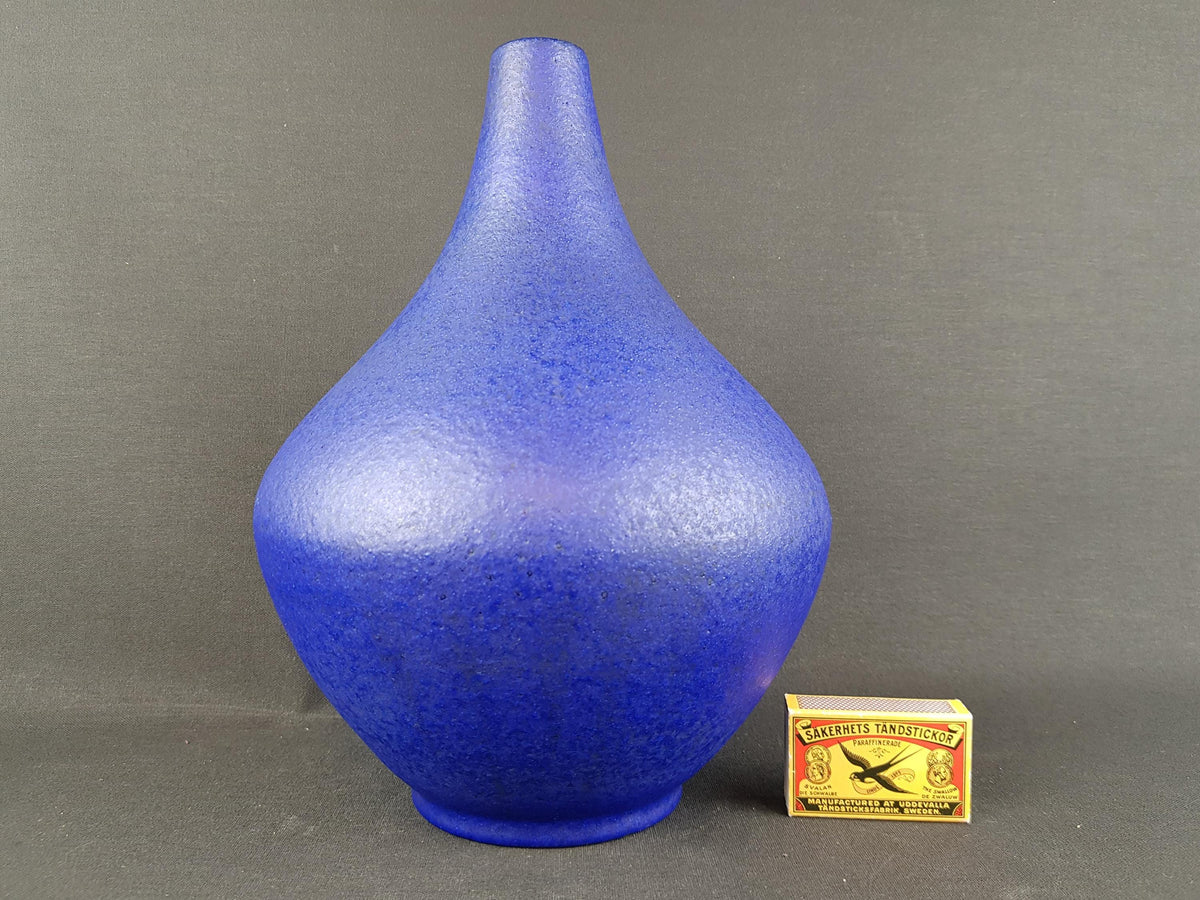 Vintage RUSCHA KERAMIK Matte Blue Vase 822 West German Pottery 1960s
