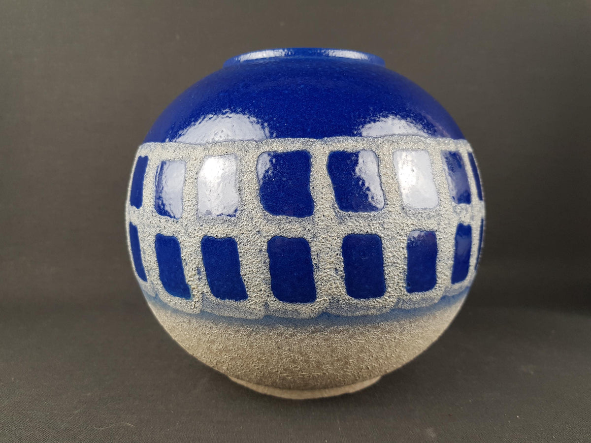 Vintage CARSTENS KERAMIK Blue Ball Vase 1237-18 West German Pottery 1960s