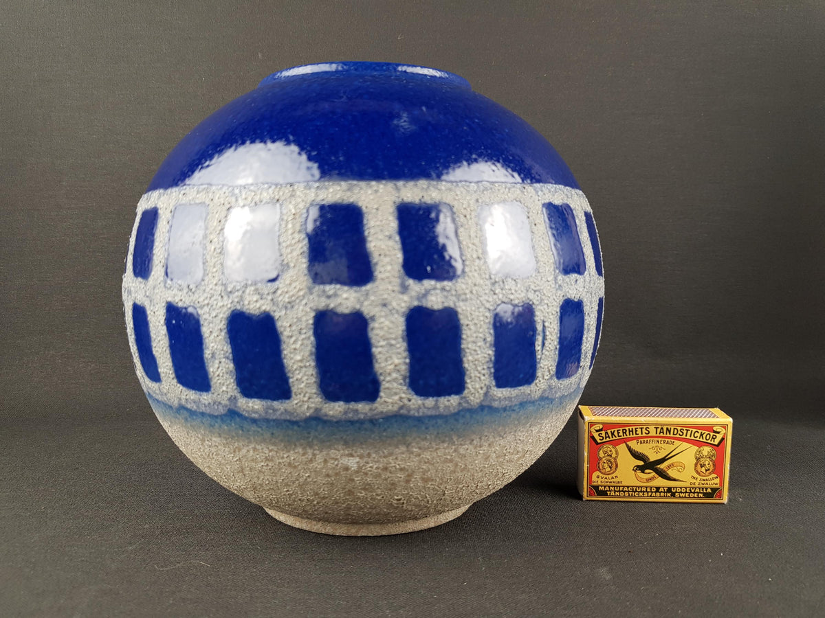 Vintage CARSTENS KERAMIK Blue Ball Vase 1237-18 West German Pottery 1960s