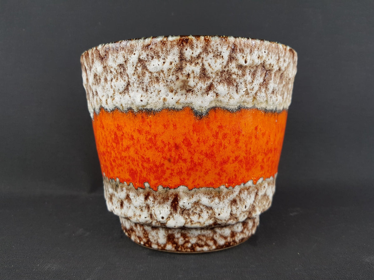 Vintage JOPEKO KERAMIK Orange and Brown Fat Lava planter West German Pottery 1970s
