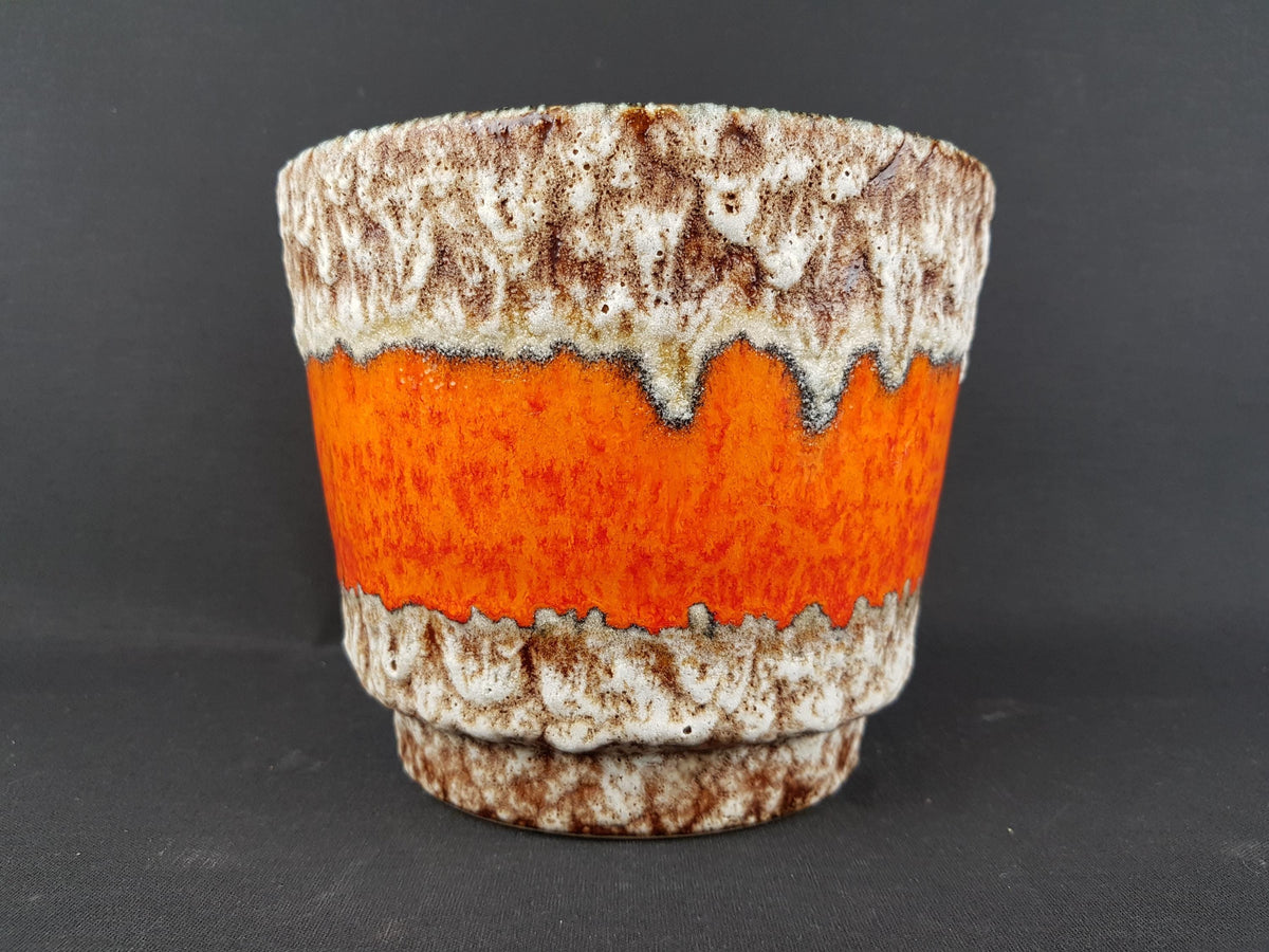 Vintage JOPEKO KERAMIK Orange and Brown Fat Lava planter West German Pottery 1970s