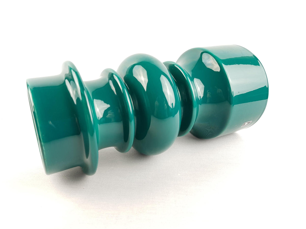Vintage GALLO KERAMIK Green Hooped Candleholder West-Germany 1970s