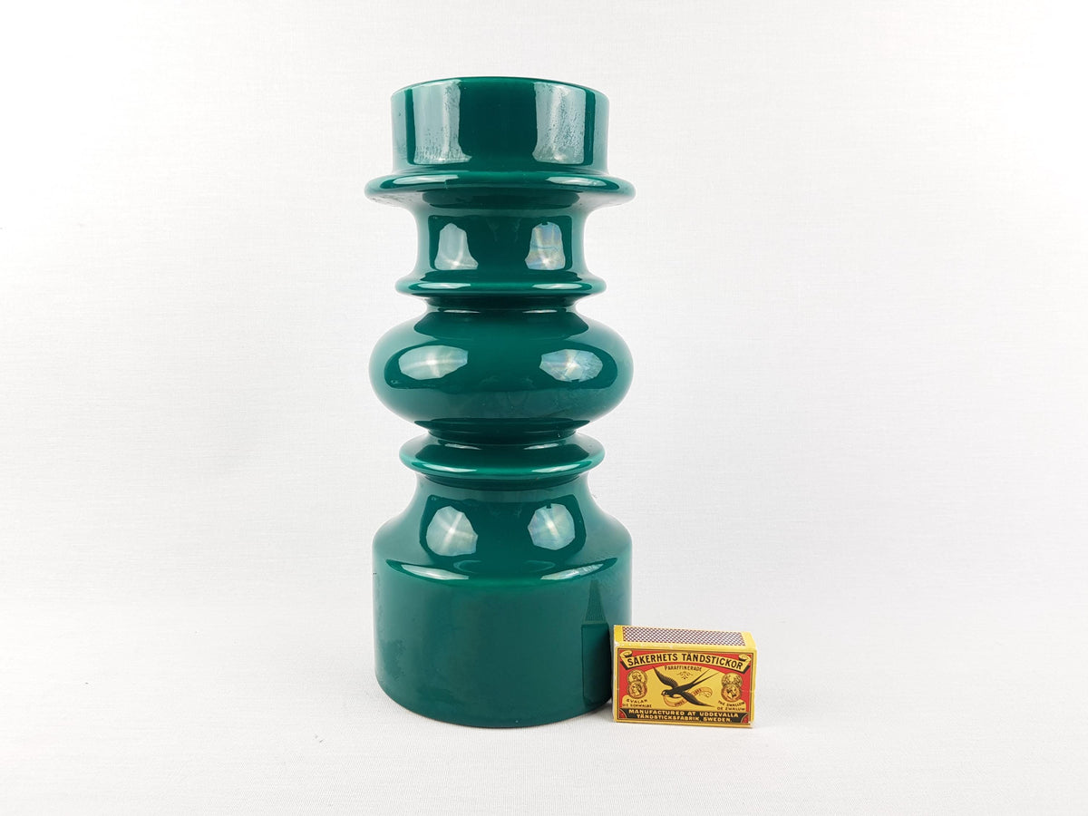 Vintage GALLO KERAMIK Green Hooped Candleholder West-Germany 1970s