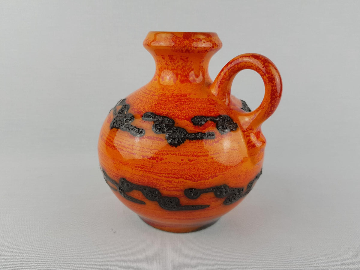 Vintage WALTER GERHARDS Topferei Orange and Black Fat Lava Vase 270 16 West German Pottery 1970s