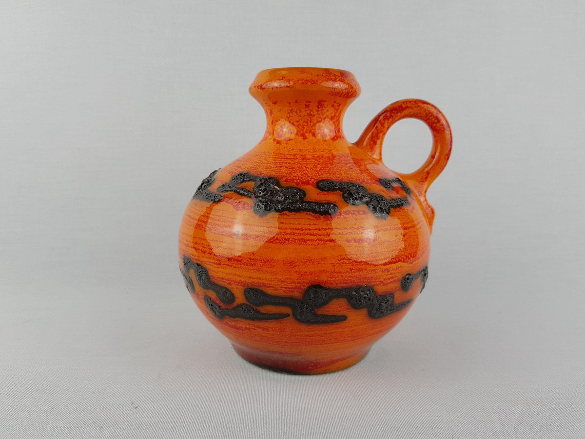 Vintage WALTER GERHARDS Topferei Orange and Black Fat Lava Vase 270 16 West German Pottery 1970s