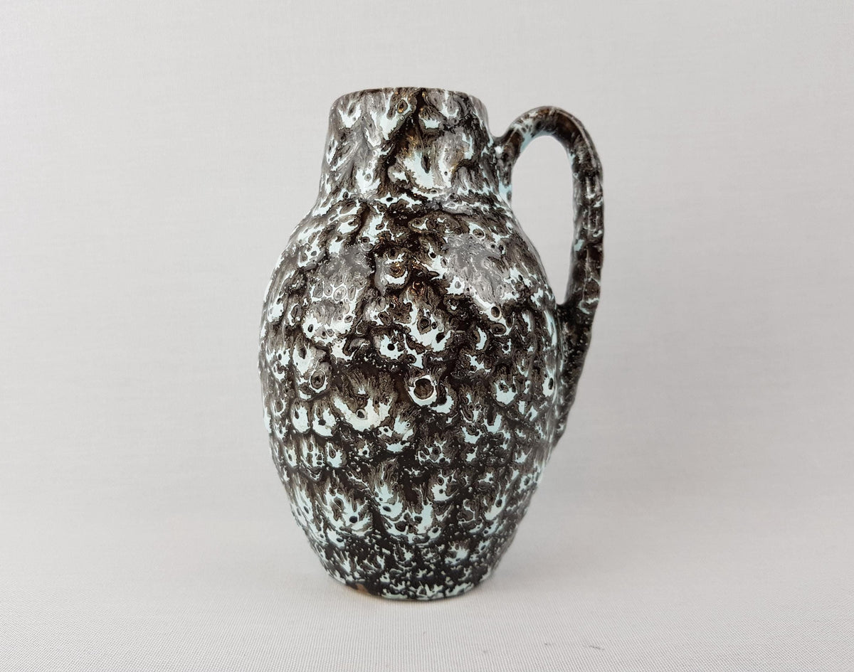 Vintage SCHEURICH KERAMIK Black and White Fat Lava Vase 414-16 West German Pottery 1960s