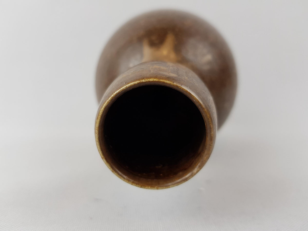 Vintage STUDIO ART POTTERY Brown Sculptural Vase Scandinavian Design 1970s