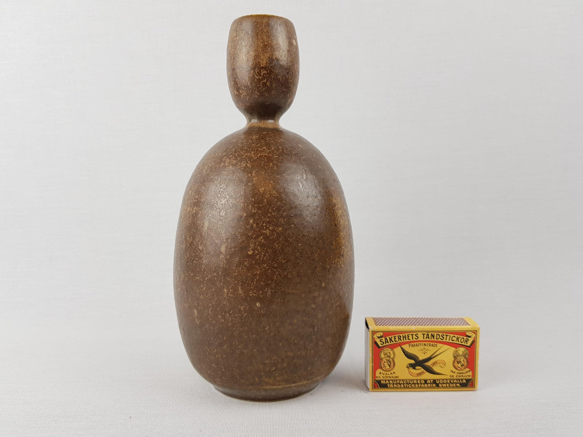 Vintage STUDIO ART POTTERY Brown Sculptural Vase Scandinavian Design 1970s