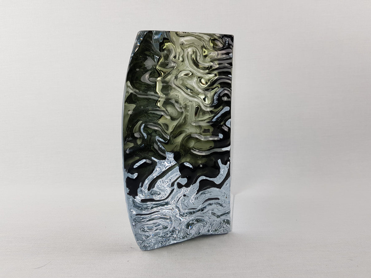 Large Vintage MURANO SOMMERSO GLASS Black Vase by Alessandro Mandruzzato Italian Art Glass 1960-70s