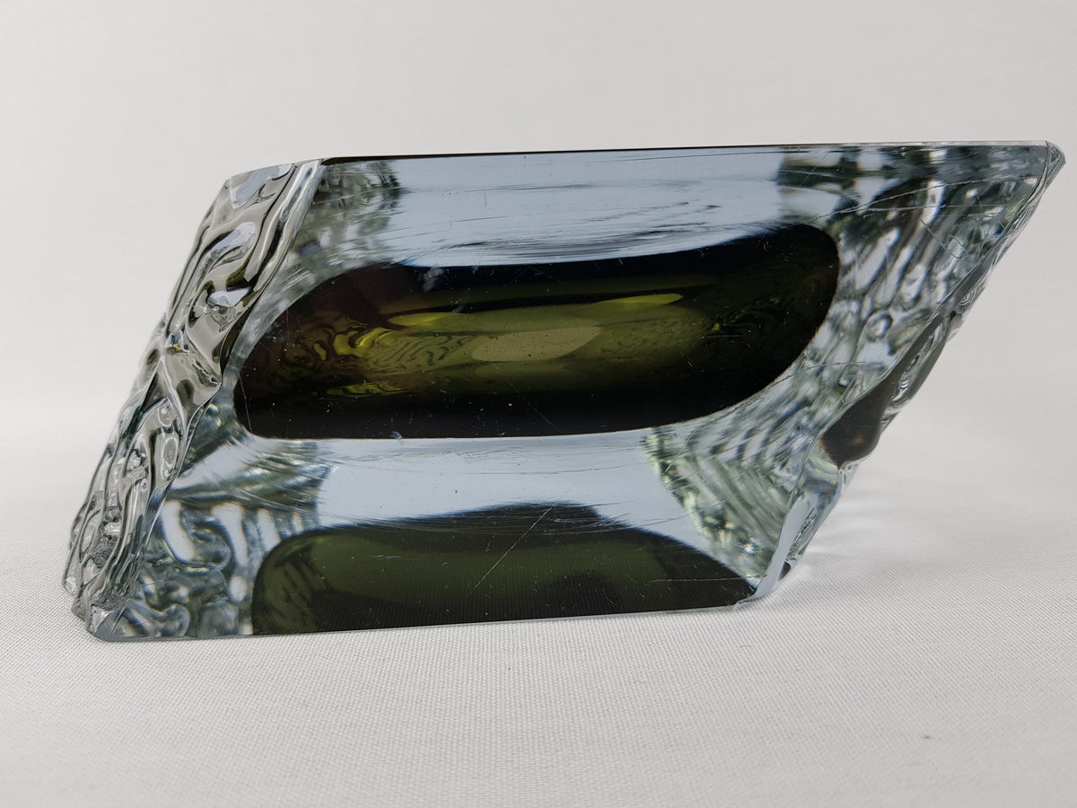 Large Vintage MURANO SOMMERSO GLASS Black Vase by Alessandro Mandruzzato Italian Art Glass 1960-70s