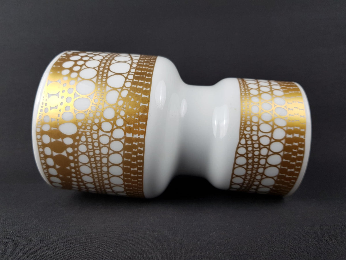 Vintage HEINRICH BAVARIA White Porcelain Vase with Golden Geometric pattern 2073 West German Pottery 1960s 1970s