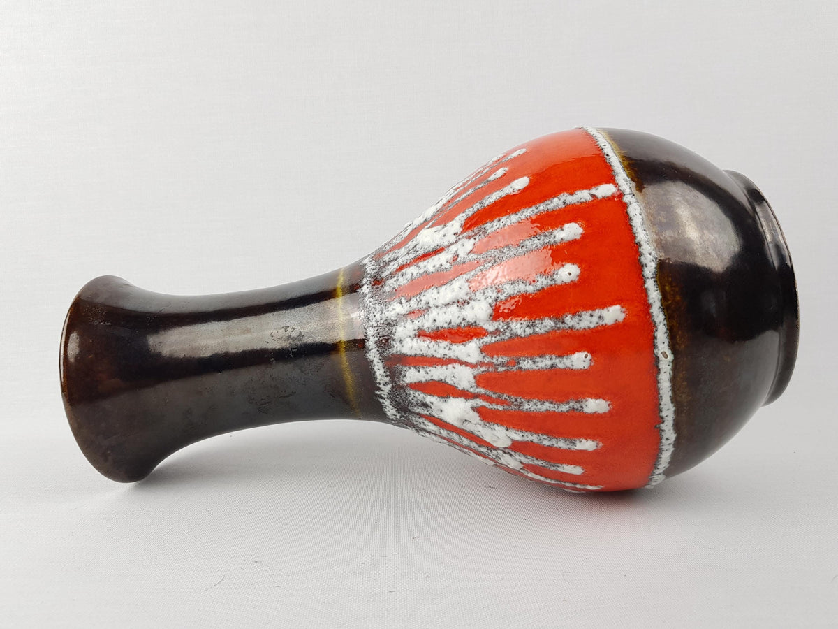 Vintage JASBA KERAMIK Brown Red Fat Lava Vase N046 10 28 West German Pottery 1970s