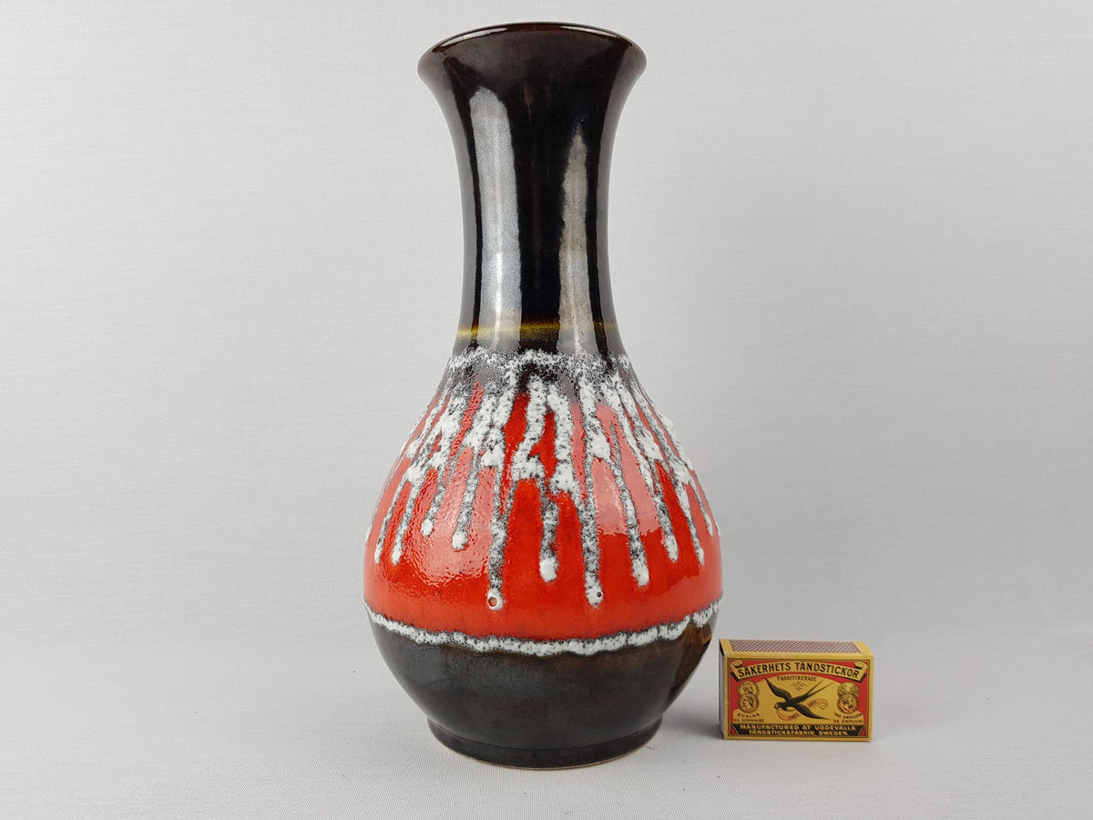 Vintage JASBA KERAMIK Brown Red Fat Lava Vase N046 10 28 West German Pottery 1970s