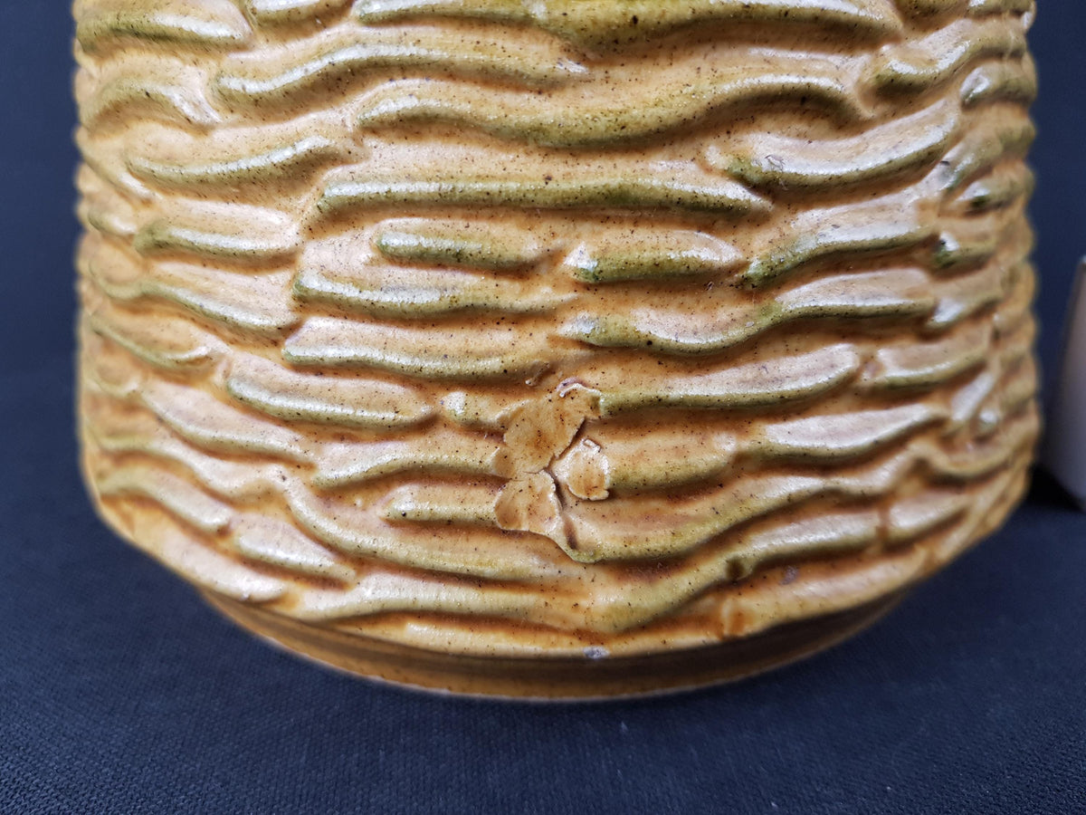 Vintage UBELACKER (Ü-Keramik) Ocher Yellow Vase 1448-30 West German Pottery 1960s 1970s