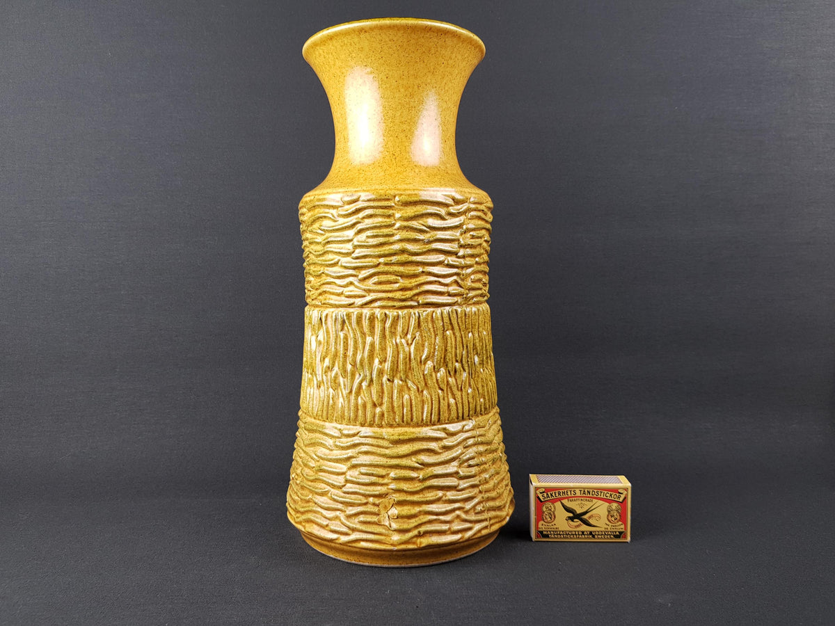 Vintage UBELACKER (Ü-Keramik) Ocher Yellow Vase 1448-30 West German Pottery 1960s 1970s