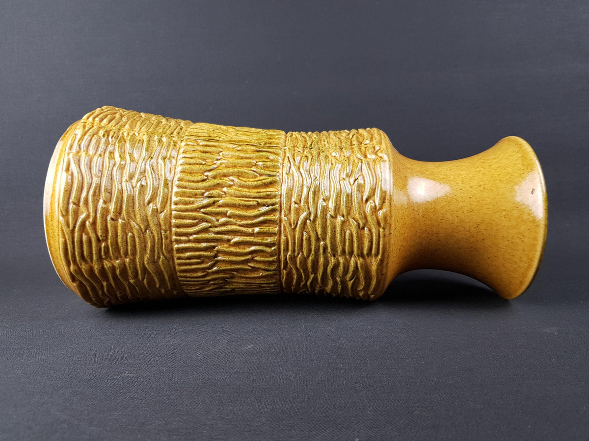 Vintage UBELACKER (Ü-Keramik) Ocher Yellow Vase 1448-30 West German Pottery 1960s 1970s