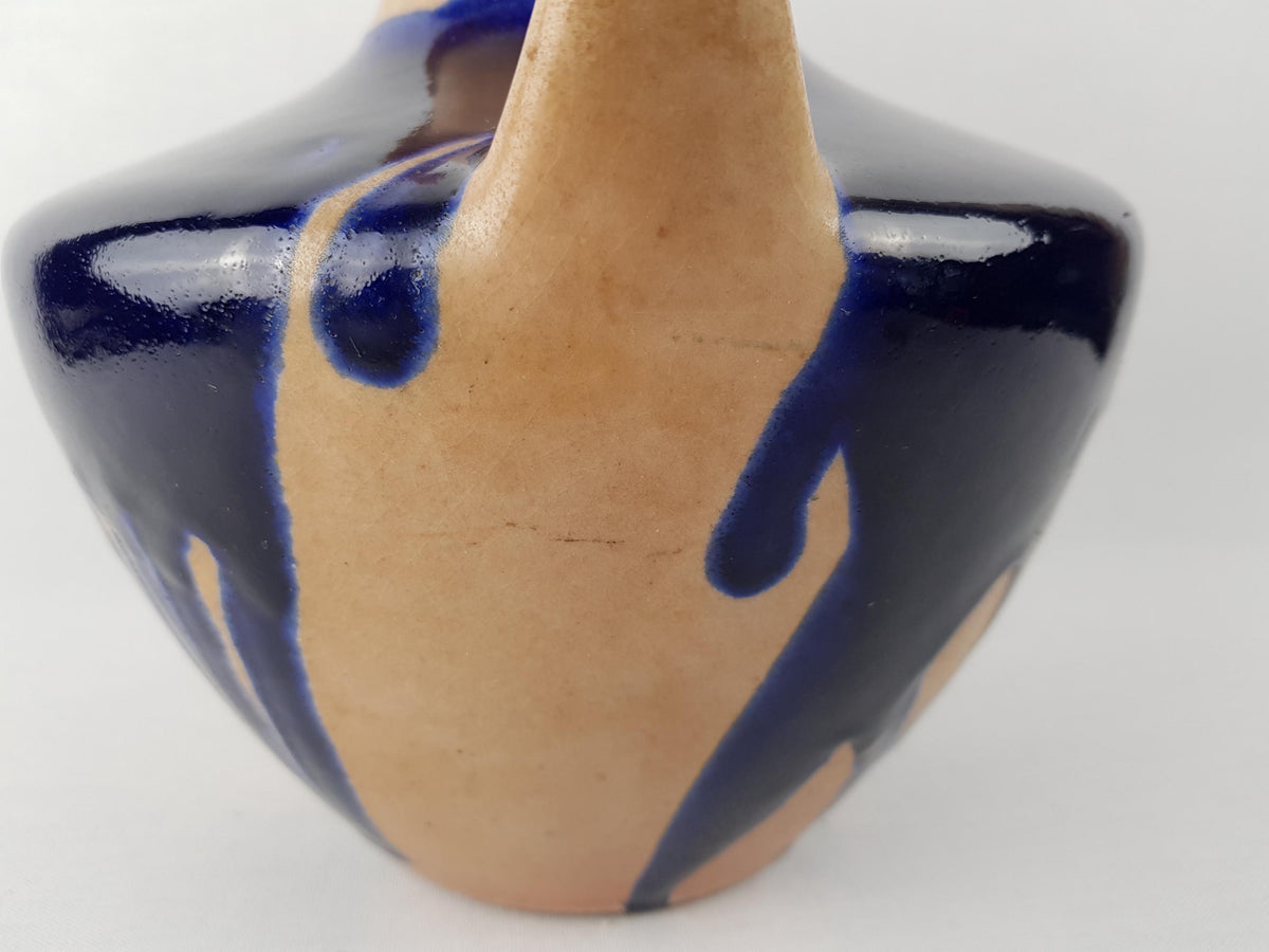 Vintage MAREI KERAMIK Double Handled Blue and Beige Vase with "Caprice" Decor 9302 West German Pottery 1970s
