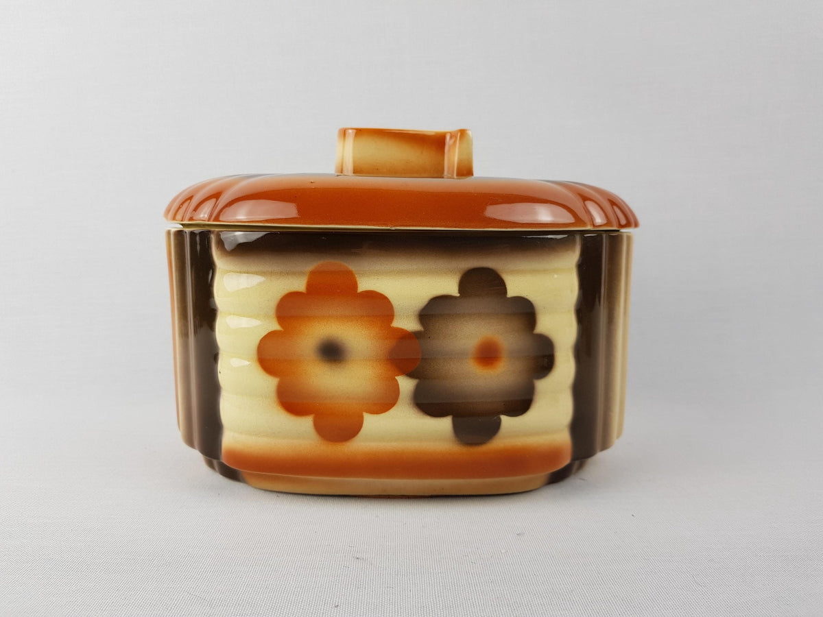Art Deco ELSTERWERDA KERAMIK Candy Box with Spritz Decor West German Pottery 1930s