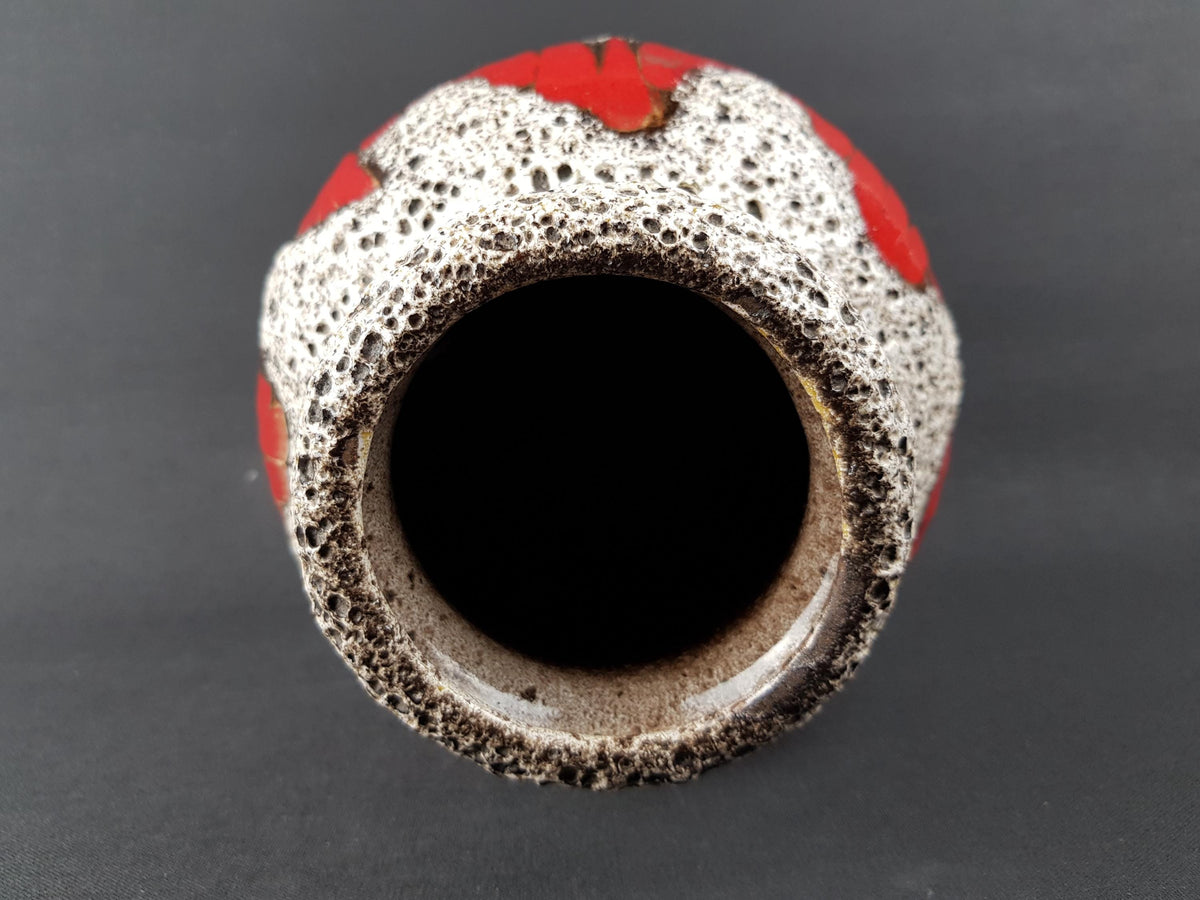 Vintage SCHEURICH KERAMIK White Fat Lava Vase With Lora Decor 291 20 West German Pottery 1970s