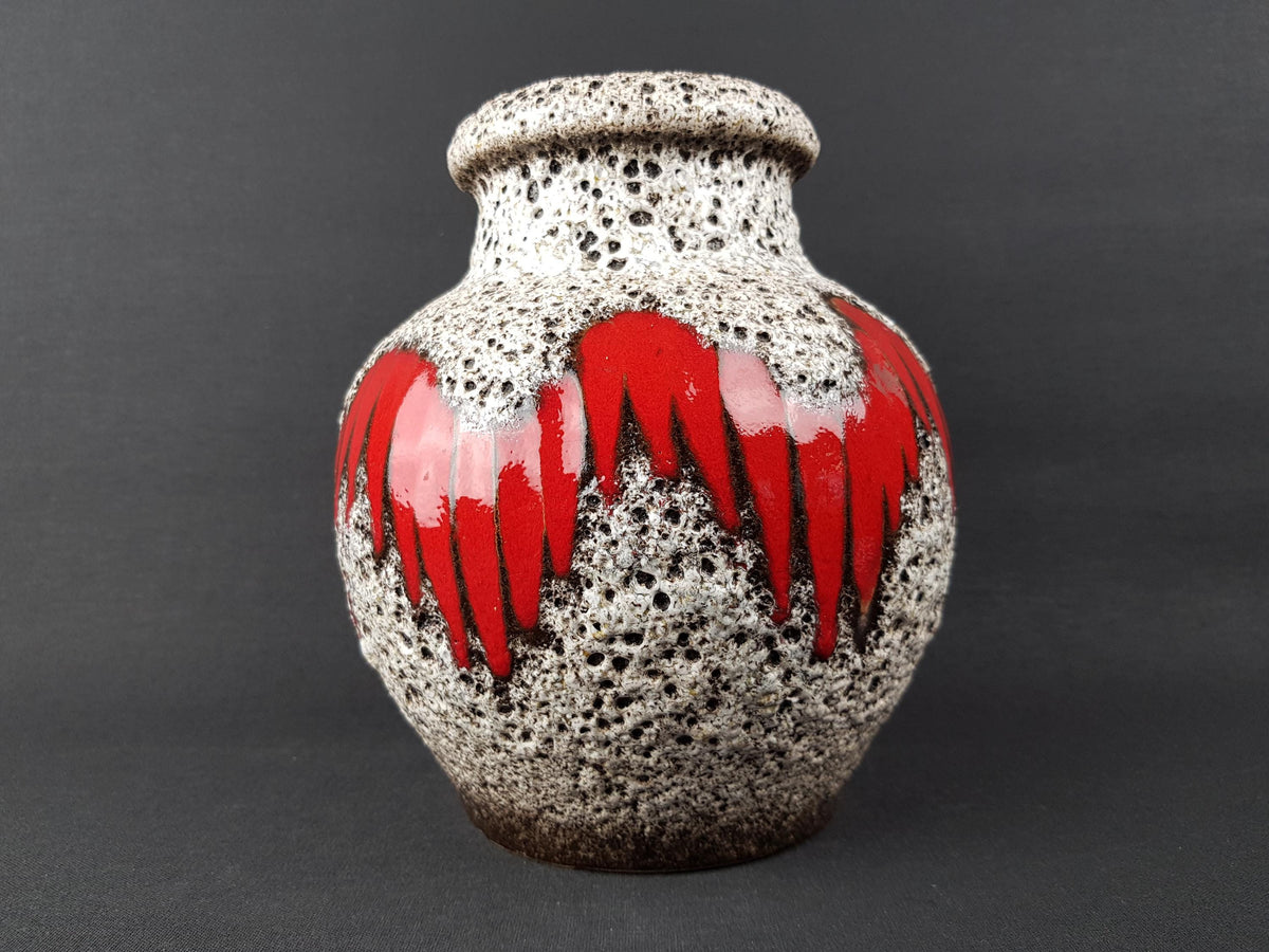 Vintage SCHEURICH KERAMIK White Fat Lava Vase With Lora Decor 291 20 West German Pottery 1970s