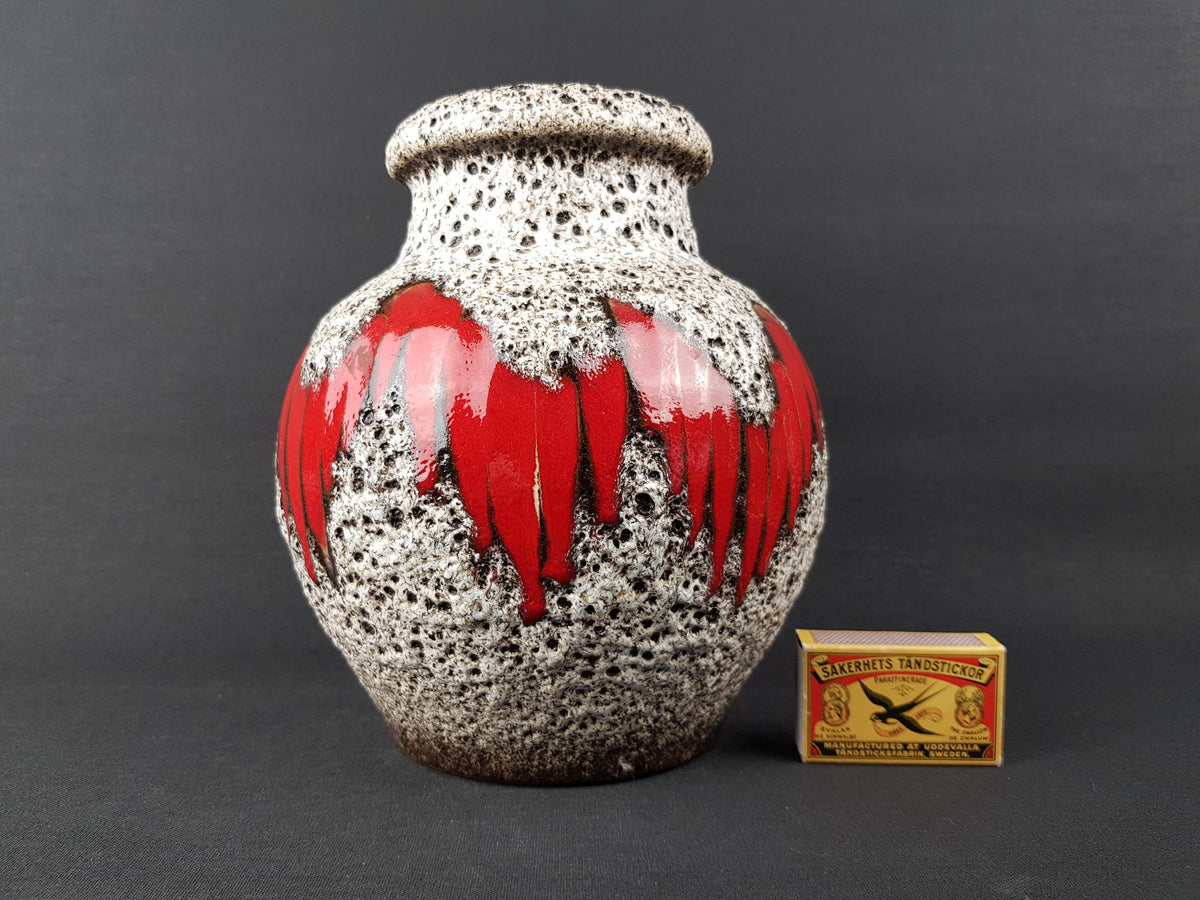 Vintage SCHEURICH KERAMIK White Fat Lava Vase With Lora Decor 291 20 West German Pottery 1970s