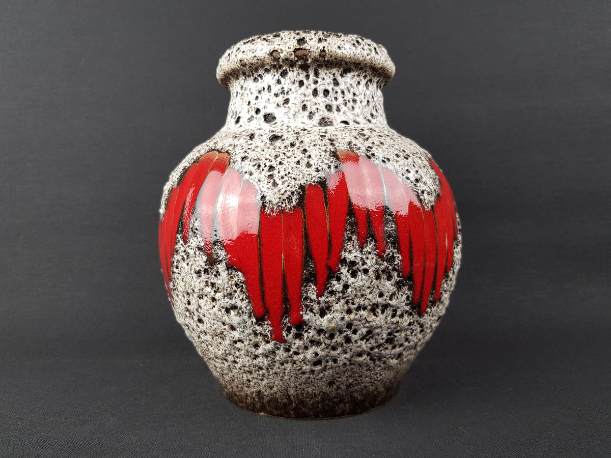 Vintage SCHEURICH KERAMIK White Fat Lava Vase With Lora Decor 291 20 West German Pottery 1970s