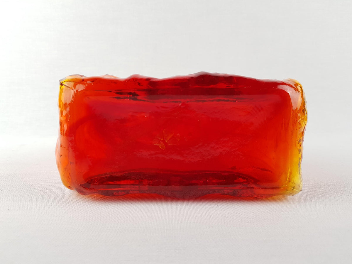 Vintage Italian Orange Glass Decanter with Stopper - Empoli Glass 1960s-1970s