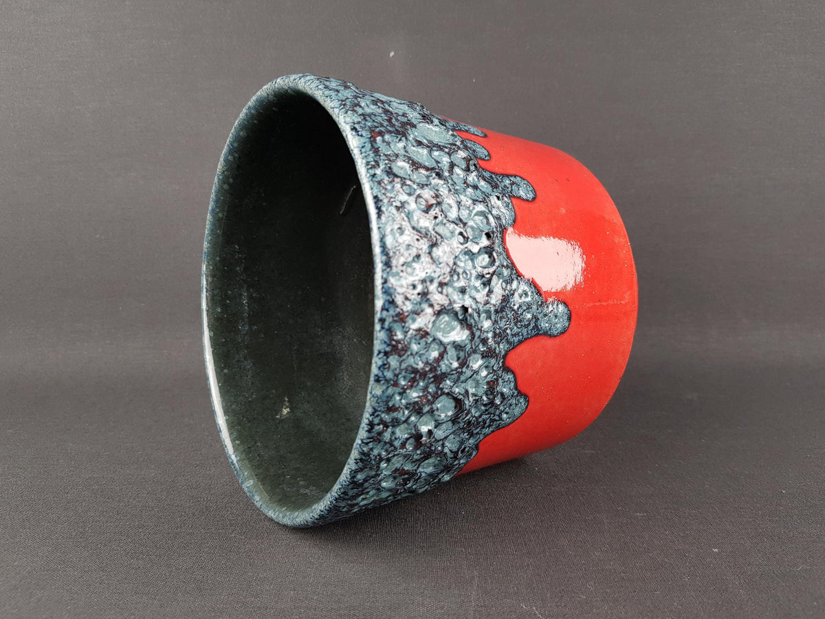Vintage ES KERAMIK (Emons und Sohne) Red and Blue Fat Lava Planter Flower Pot West German Pottery 1970s