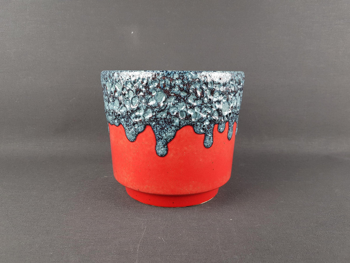 Vintage ES KERAMIK (Emons und Sohne) Red and Blue Fat Lava Planter Flower Pot West German Pottery 1970s