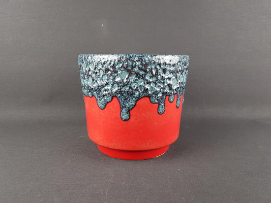 Vintage ES KERAMIK (Emons und Sohne) Red and Blue Fat Lava Planter Flower Pot West German Pottery 1970s