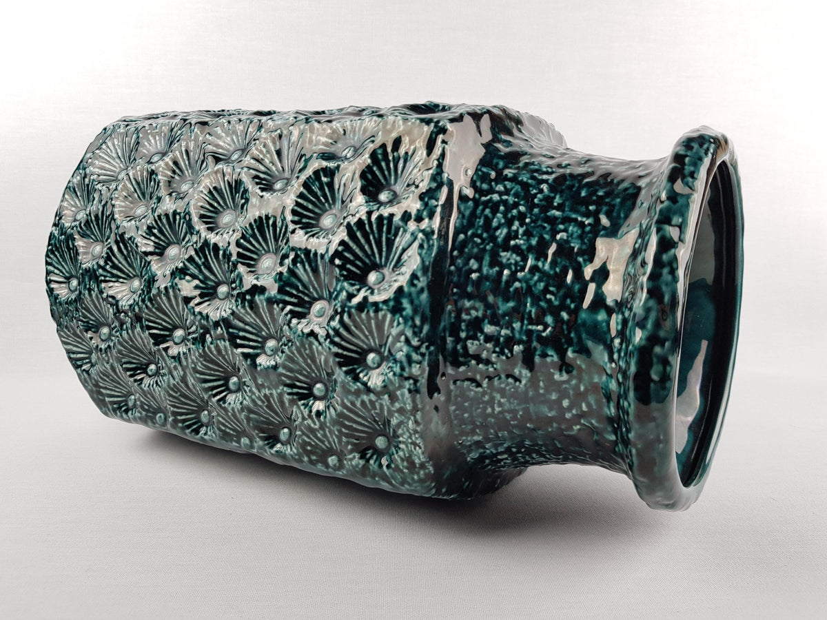 Vintage Large JASBA KERAMIK Green Floor Vase 1525 40 West German Pottery 1960s