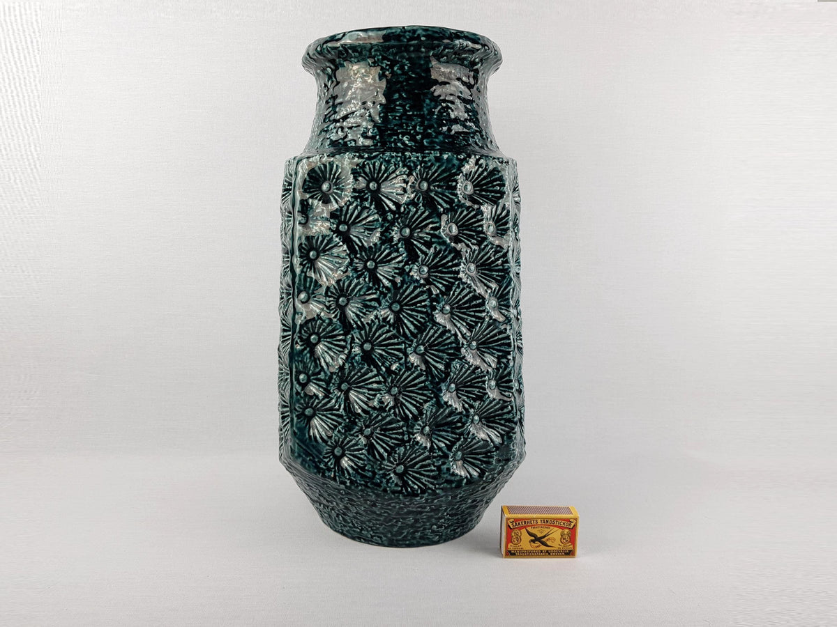 Vintage Large JASBA KERAMIK Green Floor Vase 1525 40 West German Pottery 1960s