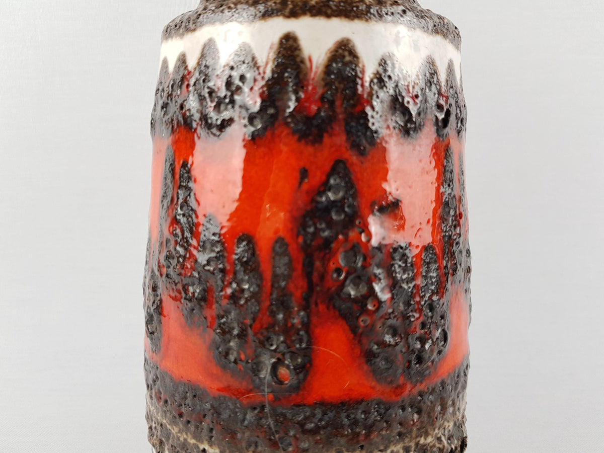 Vintage SCHEURICH KERAMIK Fat Lava Vase With Zig Zag Decor 242-22 West German Pottery 1970s