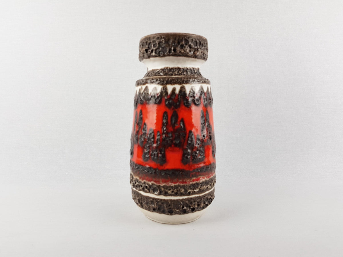 Vintage SCHEURICH KERAMIK Fat Lava Vase With Zig Zag Decor 242-22 West German Pottery 1970s
