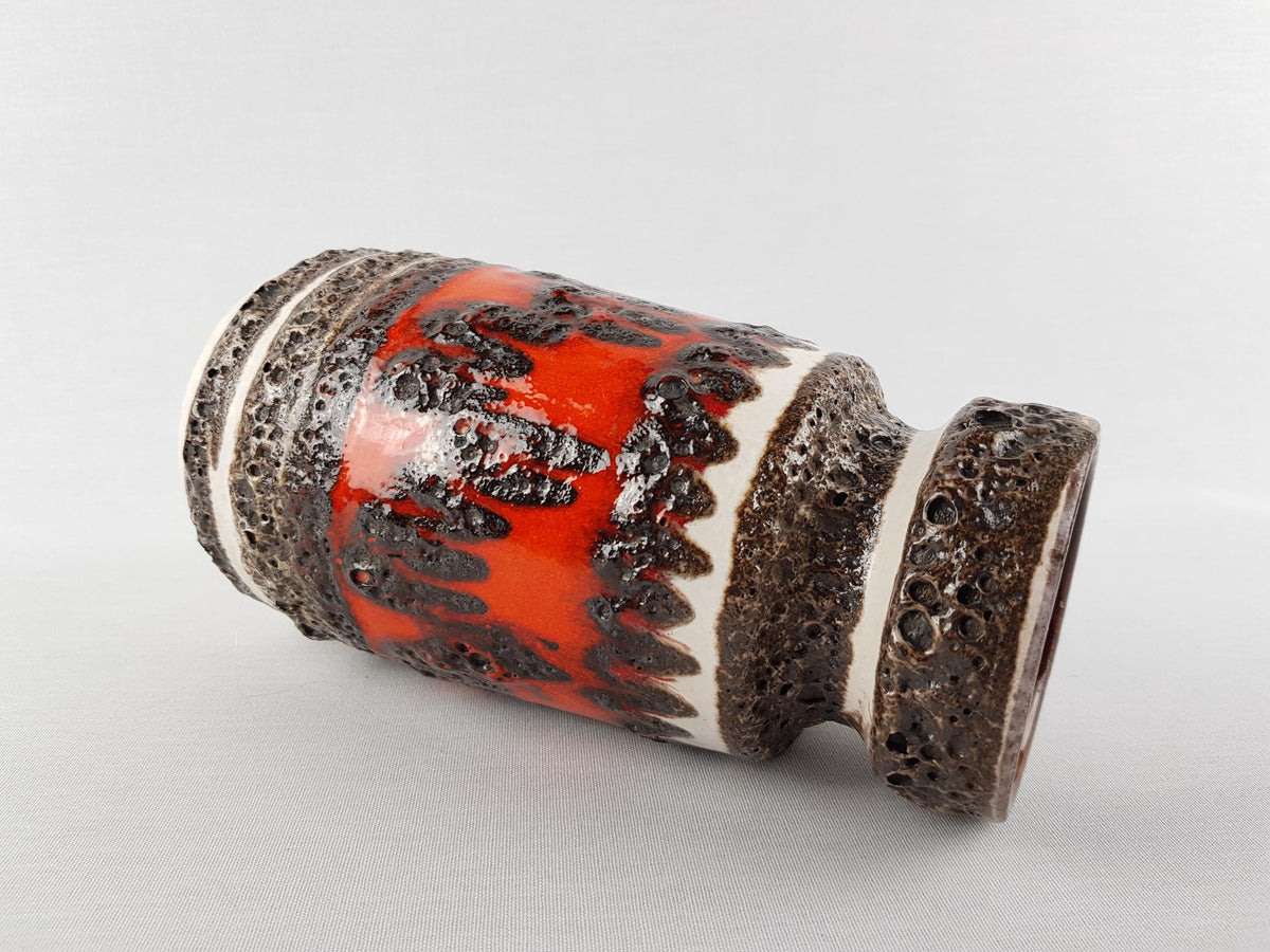 Vintage SCHEURICH KERAMIK Fat Lava Vase With Zig Zag Decor 242-22 West German Pottery 1970s