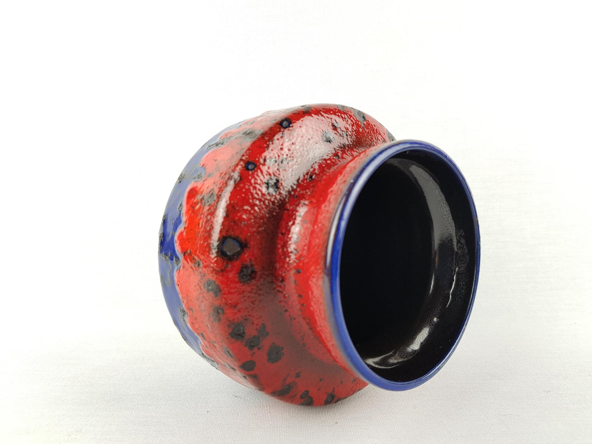 Vintage DUMLER UND BREIDEN Red and Blue Fat Lava Vase 153 13 West German Pottery 1970s