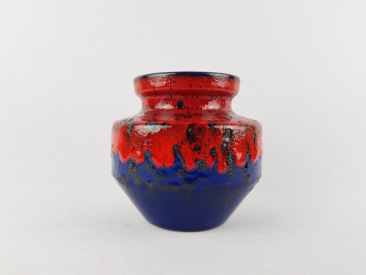 Vintage DUMLER UND BREIDEN Red and Blue Fat Lava Vase 153 13 West German Pottery 1970s