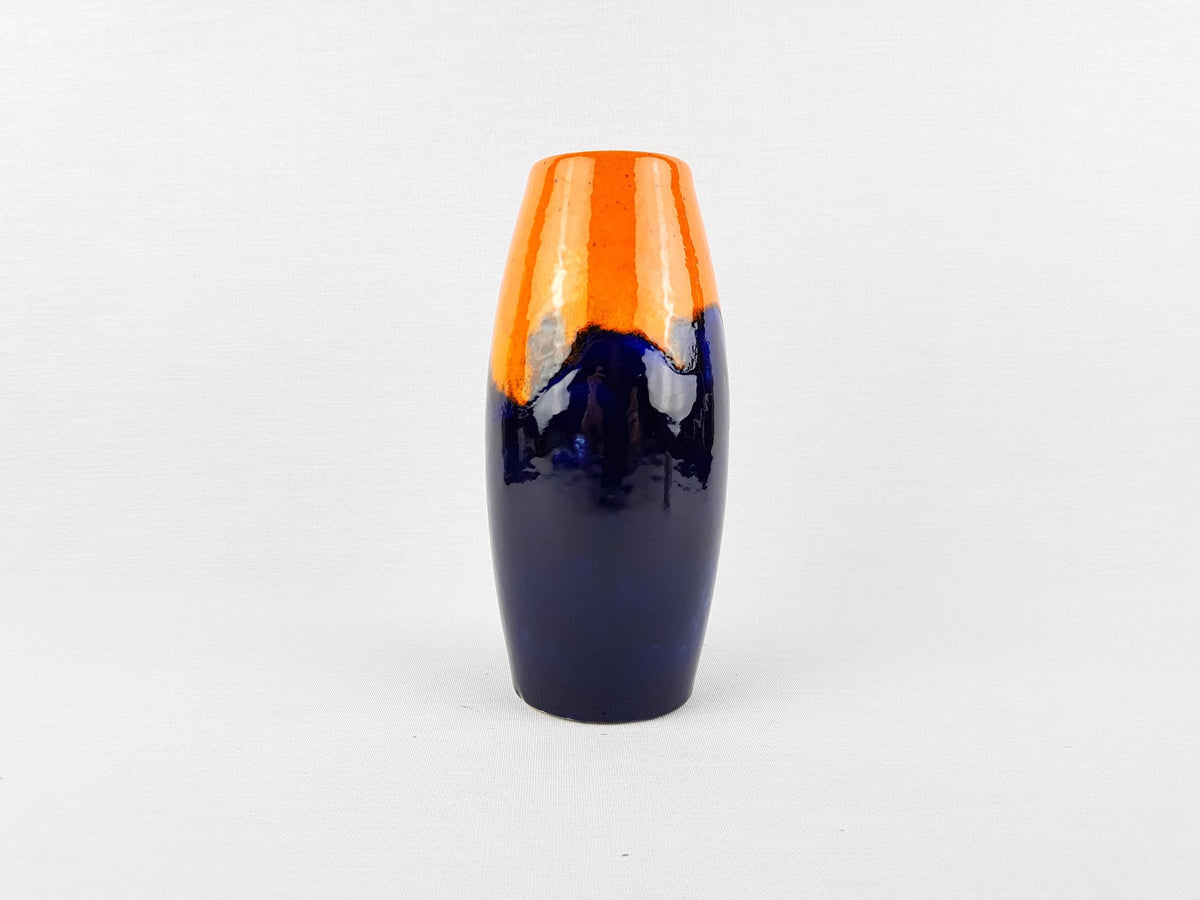 Vintage SCHEURICH KERAMIK Blue and Orange Vase 522 18 West German Pottery Fat Lava Era