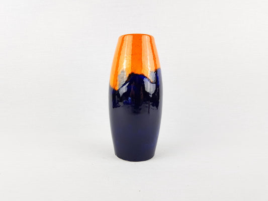 Vintage SCHEURICH KERAMIK Blue and Orange Vase 522 18 West German Pottery Fat Lava Era