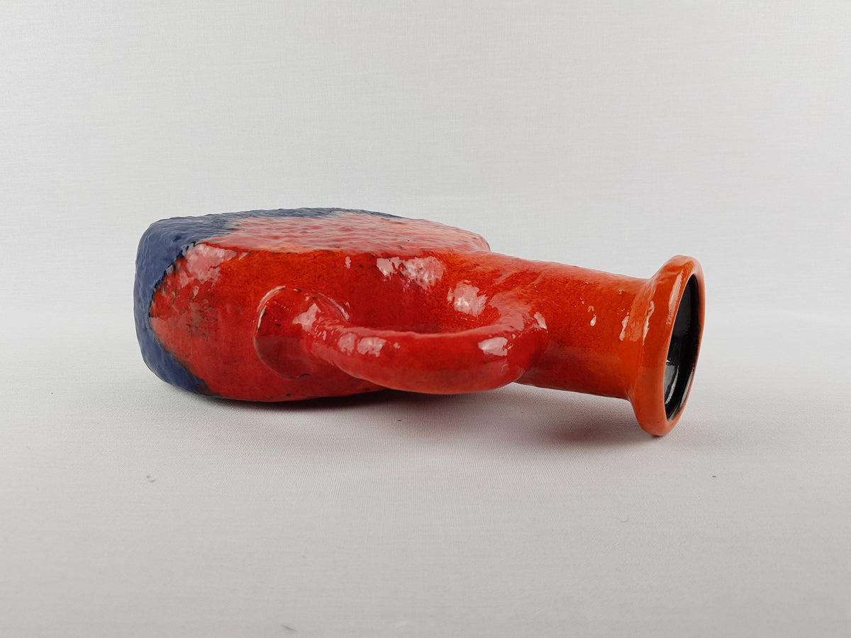 Vintage DUMLER UND BREIDEN Red and Blue Fat Lava Vase 603/25 West German Pottery 1970s