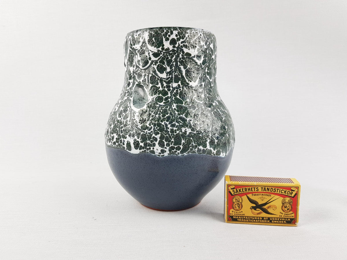 Vintage GRAMANN RÖMHILD Topferei Studio Art Pottery Greenish Blue Speckled Vase East German Pottery 1960s