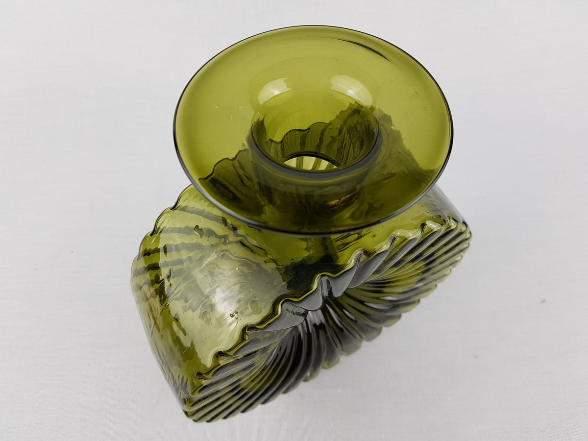 Vintage HELENA TYNELL 'Aurinkopullo' Green Glass Vase "Sun Bottle" for Riihimaen Lasi Finland 1960-70s
