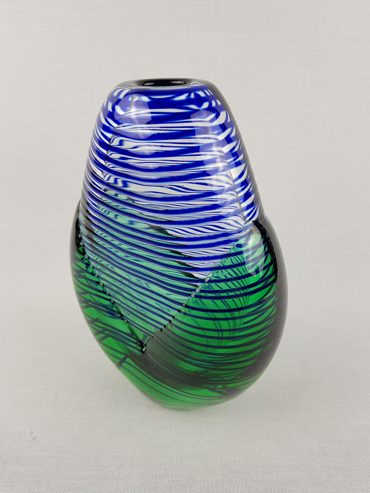 Vintage JAROSLAV SVOBODA Czech Republic Striped Art Glass Vase Studio Vase 1980-1990