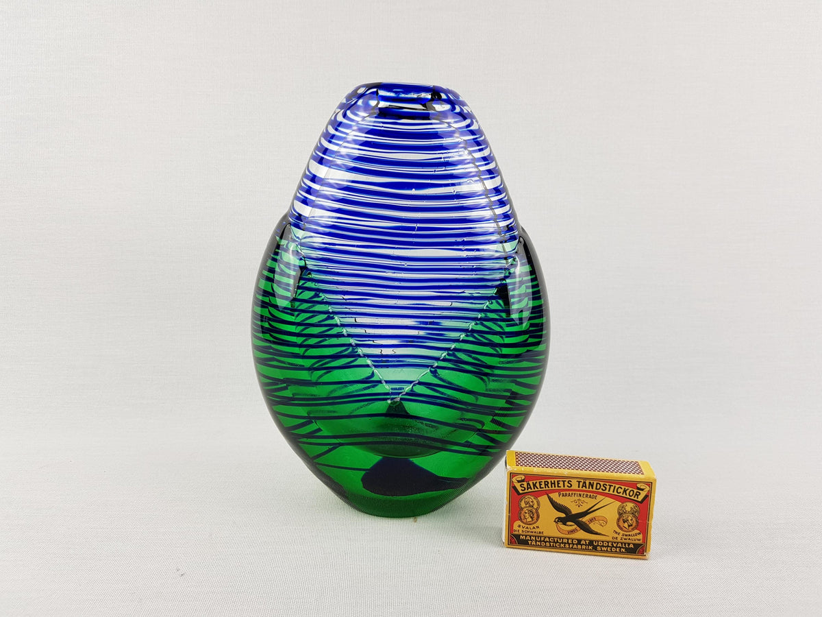 Vintage JAROSLAV SVOBODA Czech Republic Striped Art Glass Vase Studio Vase 1980-1990